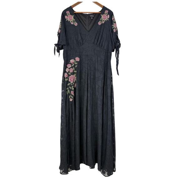 torrid Dresses & Skirts - Torrid Runway Dress Floral Embroidered Romantic Goth 14 Black Maxi Womens